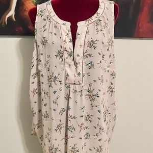 Floral Henley Mixed Media Shell